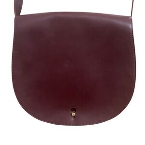 Teddy Blake Sara Vitello Leather Crossbody Satchel Bag Bordo Red Brown
